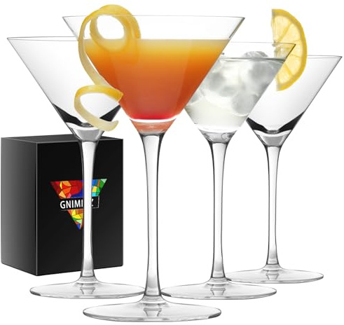 Gnimihz Martini-Gläser-Set, handgefertigt, Premium-Kristall-Cocktailgläser, Martini, Cosmopolitan, Manhattan, Gimlet, Pisco Sour, Weihnachtsgeschenke für Männer und Frauen, transparent, 113 - 266 ml