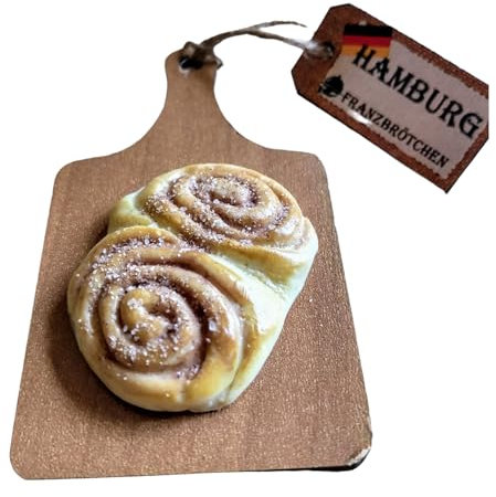 Van DER ELV-3 D Kühlschrankmagnet, Hamburger Franzbrötchen, wie echt, Immer EIN Unikat, super witzig, 100% Handarbeit, Küchen Souvenir, Geschenk, (Franzbrötchen)