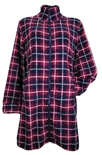 dolcecasabiancheria Vestaglia donna invernale con Cerniera Pile Coral XL scozzese