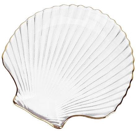 Gatuida Muschelförmiger Glas Dessertteller Bonbonteller Dekorativer Vielseitige Schale Kuchenaufbewahrungsschale Aus Kristallglas Für Snacks Trockenfrüchte Und Lebensmittel Aufbewahrung