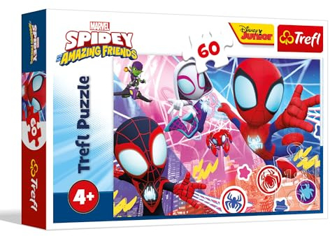 Trefl - Puzzle 60 EIN heldenhaftes Abenteuer: Spidey und Seine Freunde, 4+