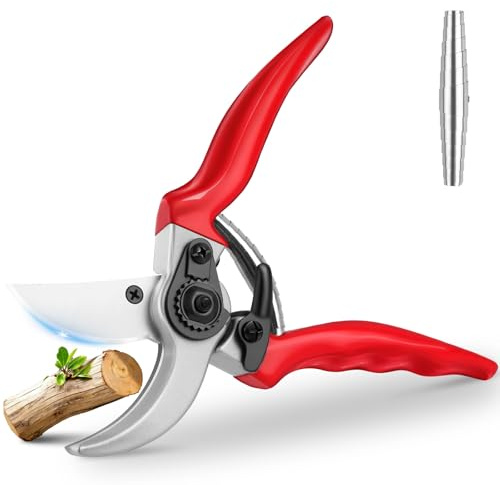 Ainiv Bypass-Gartenschere, Profi Gartenschere, Hochwertige Stahl-Klingen | Antihaftbeschichtet, Geschmiedete Aluminiumgriffe, Ergonomische Griffe für Blume Pflanzenschere Trockenes, Frisches Holz