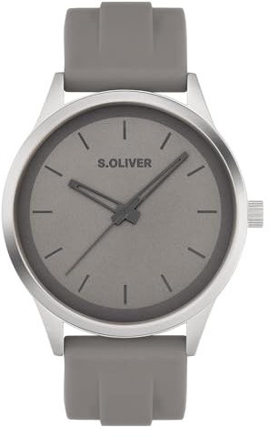 s.Oliver Herrenuhr mit Silikonband - 44 mm - Unisex Silikonuhr für Herren - analoge Armbanduhr mit Quarzwerk - hoher 3 ATM wasserdicht - Kratzfest