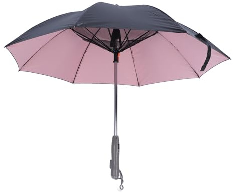 EIMSOAH Parapluie de Ventilateur de Brumisation de Voyage avec Batterie Rechargeable, Ventilateur de Refroidissement à Grande Vitesse pour Usage Extérieur, Matériau pongé Noir 190T (Rose)