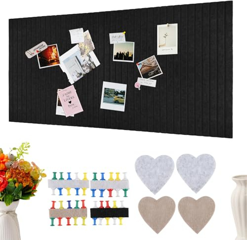 Inodiref Große Filz Pinnwand Selbstklebend 120x80cm 0,9cm Dick Dekorative Pinnwand Groß Selbstklebend Faltbare pinnwand Schwarz Filz groß mit 40 Pinnnadeln für Büro Küche Schule Fotos Memos(Schwarz)