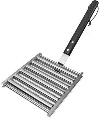 Outdoor Swivel Sausage Grill with Removable Roller - Rust Resistant Steel Construction - Removable Rust Proof Steel Sausage Roller Grill for Camping Events