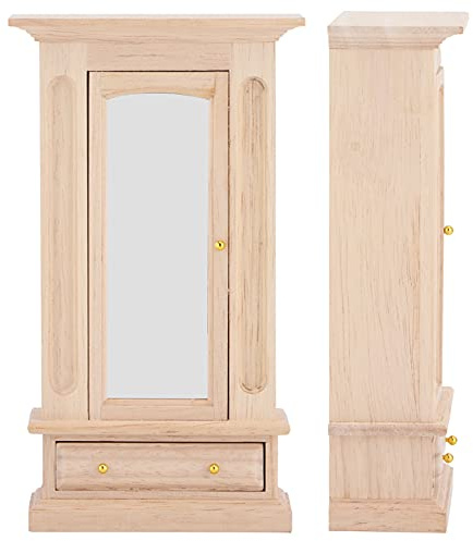 MENDUNER 1:12 Puppenhaus-Kleiderschrank aus Holz mit Spiegel, Hochsimulierte Puppenmöbel, für Puppenliebhaber, Mini-Puppenhaus-Dekoration