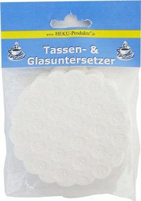 HEKU 257-01 Tassen & Glasuntersetzer ø9cm 20 Stück Rosen weiss