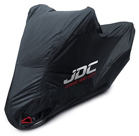 JDC Motorcycle 100% Waterproof Cover - ULTIMATE HEAVY DUTY (Extra Heavy Duty, Soft Lining, Heat Resistant Panels, Taped Seams) - M