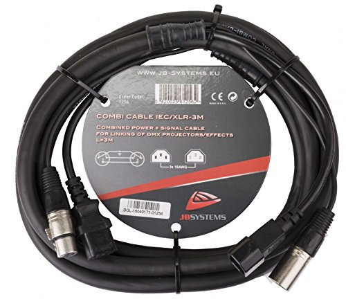 Kombi Kabel IEC/XLR 3m zum Verbinden von Flat Par´s, und LED Effekten