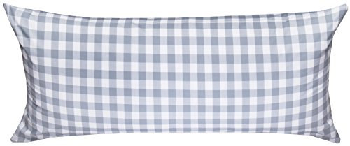 Mako Batist/Mako Perkal Landhaus Bettwäsche Karo Oslo kariert (40 cm x 80 cm Kissen, Grau - Karo)