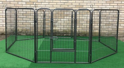 Heavy Dutch Welpenauslauf Hundeauslauf XXL - 640 cm Umfang - 120 cm hoch - Anthrazit Hammerschlag - Hundehütte - Hundehütte