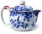 Yxhupot Tetera de porcelana con infusor de 350 ml, diseño de flores azules y blancas (flores de mariposa)