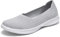 konhill Zapatos Planos Mocasines Mujer Cómodos Casuales Slip on Loafers Zapatos de Punto Vestidos Zapatos Ligeros para Caminar EU 36,5 Gris Claro