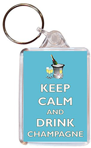 Keep Calm and Drink Champagne - Double Sided Large Keyring Key Ring Fob Chain Name Tag