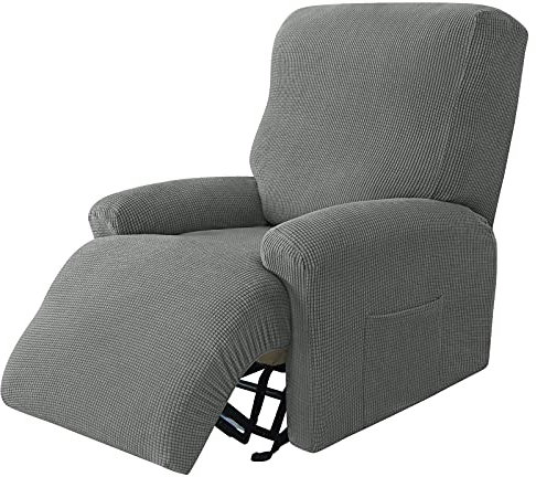 JHLD Stretch Sesselbezug Relaxsessel, Jacquard Ruhesessel Bezug 4 Stück Weiche Ruhesessel Bezüge Relaxsessel Bezug Abnehmbare Waschbar Für Wohnzimmer-Dunkelgrau-Ruhesessel