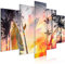 decomonkey Bilder Sommer 150x75 cm 5 Teilig Leinwandbilder Bild auf Leinwand Wandbild Kunstdruck Wanddeko Wand Wohnzimmer Wanddekoration Deko Palmen Abstrakt Hawaii