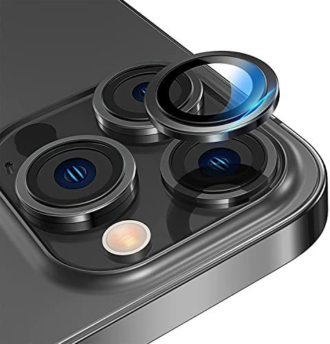 Niboow Protector de Lente de Cámara Compatible con iPhone 14 Pro /14 Pro Max, HD Cristal Templado Protectores para Objetivos, Aleación de Aluminio Protector Film para iPhone 14 Pro /14 Pro Max-Negro