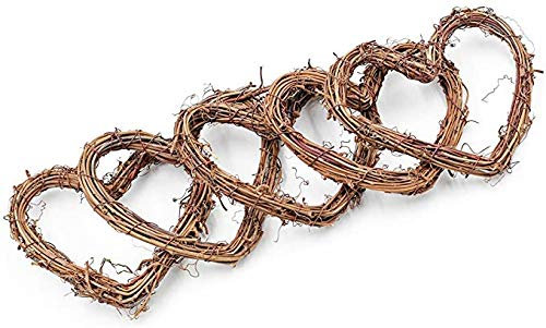 Shimmer-hj 5 Pcs Grapevine Hearts, Rattan Twiggy Natural Coloured Hearts. Handmade Craft, wedding, Christmas decorations