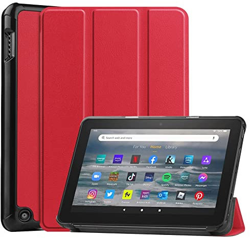 Lobwerk Hülle für Amazon Fire 7 2022 12 Generation 7 Zoll Smart Cover Etui mit Standfunktion und Auto Sleep/Wake Funktion Hellblau