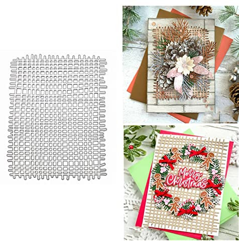 Fish Net Background Metal Die Cuts,Burlap Texture Frame Stencils DIY Crafts Cards Cutting Dies Cuts for DIY Embossing Card Making Photo Decorative Paper Dies Scrapbooking