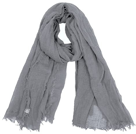 Van Der Rich ® - Schal mit fein gekreppter Oberfläche für Damen und Herren (64-Grau mittel, One Size)