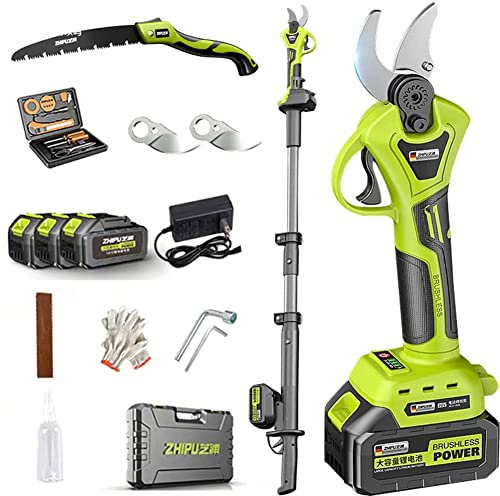 TAHALI Sécateur électrique Branche Ciseaux Cutter Sécateur avec Reach Extension Pole 160-240cm Sécateur électrique télescopique Diamètre de Coupe 40/50mm,50mm-Battery*3