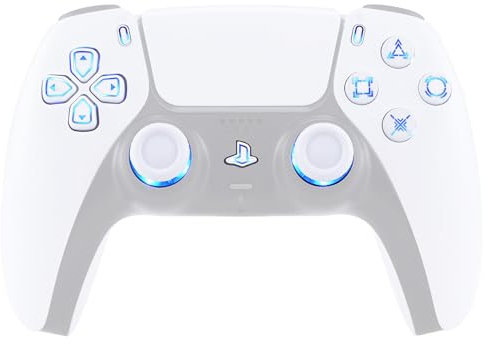 eXtremeRate 7 Colores 9 Modos Luminoso Joysticks D-Pad Acción Share Home Botón para ps5 BDM-030/040/050 Multicolores LED Botones Teclas DTF V3 LED Kit para ps5 Mando-No Incluye Mando(Simbolos Blanco)