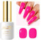 Imtiti Pink Gel Nail Polish, 15ML Hot Pink Gel Polish Soak Off LED UV Nail Gel Polish Spring Summer Gel Nail Polish DIY Nail Art Starter Manicure Salon Gel Nail Kit