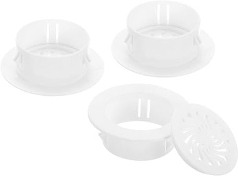 PATIKIL Air Conditioning Wall Hole Cover, 3Pcs Air Conditioner Blocking Hole Plug Decoration Water Pipe Sealing Plate Cover with Grille for 2.8 - 3.1 Diameter Hole, White