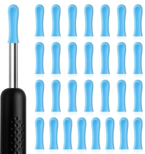 30Pcs Ear Cleaner Tips Ear Wax Removal Replacement Tips Ear Spoon Tips Ear Cleaner Replacement Tips Silicone Soft Cleaning Reuse Cap for Ear Wax Removal Tool Accessories for Adults Ear Wax Endoscope
