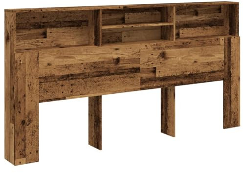 vidaXL Bett-Kopfteil mit Ablagen Altholz-Optik 200x19x103,5 cm, Bett-Kopfteil, Bett-Schrank, Bücherregal-Kopfteil, Bett-Kopfteil-Schrank