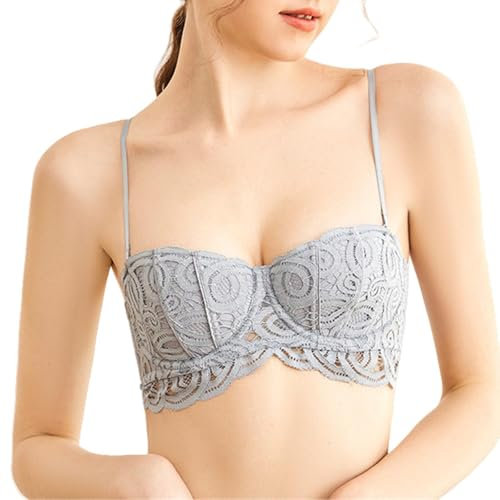 HLYLDL Women's Balconette Bra Plus Size Lace Sexy Underwire Push Up Bras Half Cup Everyday Lace Bras
