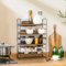 Safona 4 Ebenen Schreibtisch Regal Organizer, Verstellbare Regalebene Tischregal, Metall und Holzwerkstoff, Erweiterbar, Büro-Bücherregale, Gewürzregal Stehend, Kleines Regal für Küche, Wohnzimmer