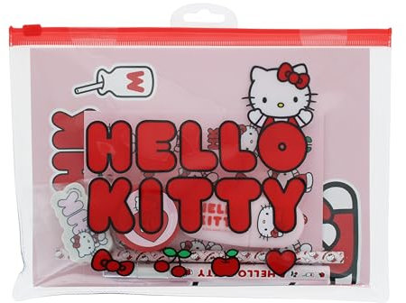 Blueprint Collections Hello Kitty Super Ensemble de papeterie | Carnet A5, autocollants, stylo, crayon et plus | Fournitures scolaires et trousse d'écriture mignons