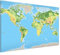 Magnettafel Pinnwand für Magnete Weltkarte Magnetboard - Magnetwand Made in Germany - Weltkarte Modern Notiztafel blau Küche Flur Büro Visionboard WBMT_1507 (90x60cm)