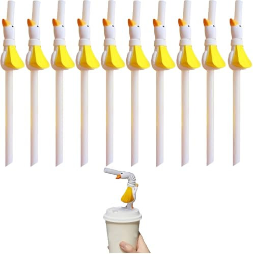 WREWING Reusable Goose Straws - 12mm Wide Bendy Drinking Straws for 14cm Cups, 26.5cm Durable PP Straws (10 Pack, BPA-Free, Eco-Friendly)