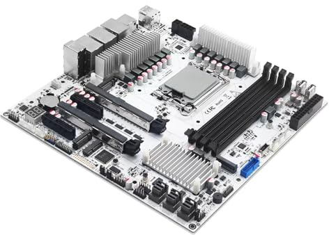 ROUAFWIT W680 NAS Motherboard Micro ATX 12 Bay, LGA1700 mATX PC Mainboard mit 2x10GbE, 2x 2.5GbE LAN, 4 x DDR5 Desktop RAM (ECC), 3 x NVMe, PCIe5.0 x16, vPro, Without SATA Cable, 16G RAM 256G SSD