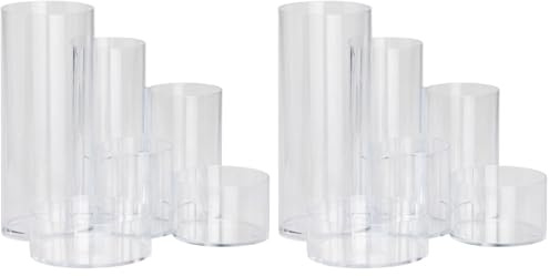 MAUL Stifteköcher MAULtubo Ø15x12,5 cm | Stiftehalter mit 6 Köchern | Schreibtisch Organizer für Stifte, Kugelschreiber, Pinsel und Schere | Stilvoller Büro Organizer, Büro Zubehör | Glasklar