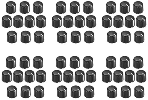Padivine 60 Stücke Potentiometer Steuerung Knobs für Elektrische Gitarre Volume Tone Knobs Schwarz D Typ 6Mm