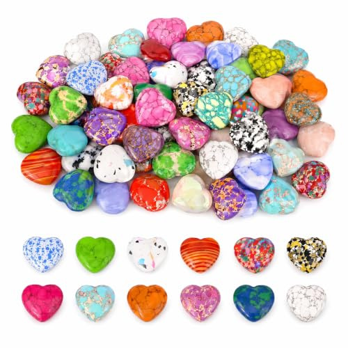 50 Stück Glücksbringer Herz Steine, Valentinstag Deko Gastgeschenke Hochzeit, Herzsteine Glückssteine Mutsteine für Meditation Chakra Reiki Energieausgleich