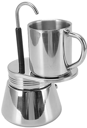 OEBUAFI Caffettiera in Acciaio Inox Pot 6 Tazze, Macchina da Caffè da Fornello 220ML per Uso Domestico e Outdoor
