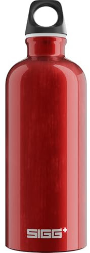 SIGG - Alu Trinkflasche - Traveller Rot - Klimaneutral Zertifiziert - Für Kohlensäurehaltige Getränke Geeignet - Auslaufsicher - Federleicht - BPA-frei - Outdoor - 0,6L