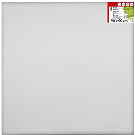 Marabu 1616000000900 - Keilrahmen, ca. 90 x 90 cm, Rahmentiefe ca. 1,8 cm, weiß, mit 380 g/qm Baumwolle bespannt, 3 fach grundiert, leicht saugend, für Acryl-, Öl-, Gouache- und Temperafarben