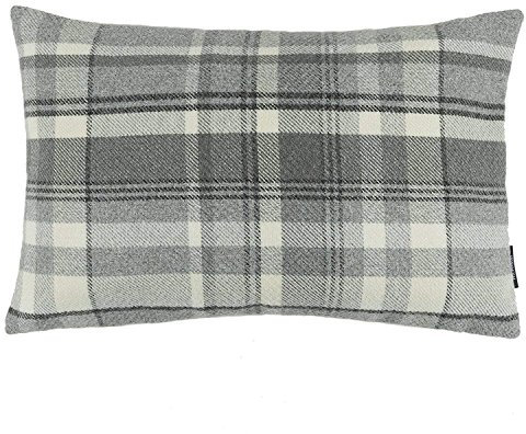 McAlister Textiles Heritage | Kissenbezug für Sofakissen in Anthrazit Grau | 60 x 40 cm | gewobenes Tartan-Muster kariert | Deko Kissenhülle Sofa, Bett, Couch pflegeleichtes Wolle-Gefühl
