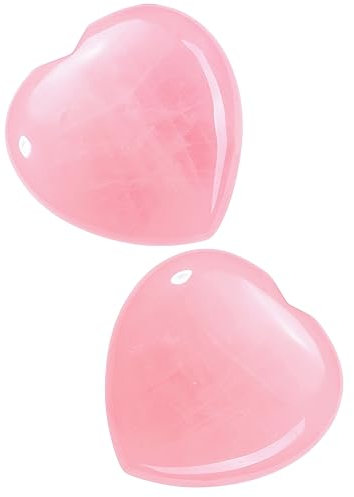 CrystalTears Handschmeichler Edelsteine Puffy Herz Rosenquarz Kristall Steinherz 45mm Healing Worry Stone (2pcs Rose Quartz Heart-1.77)