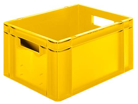 Euro-Format-Stapelbehälter, Wände und Boden geschlossen - LxBxH 400 x 300 x 210 mm - gelb, VE 5 Stk - Euronorm Stapelkasten Euronorm Stapelkästen Euronorm-Stapelkasten Kunststoff-Stapelkasten