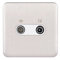 Schneider Electric Lisse Screwless Deco - Double TV Aerial Socket, 240V GGBL7020WSSS, Stainless Steel with White Insert