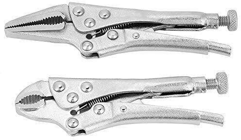 Walfront Locking Pliers Set, 2 Piece Flat Jaw Lock Rectifying Jaw Pliers