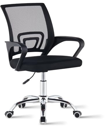 TUKAILAI Bürostuhl Ergonomisch, Schreibtischstuhl aus Netzstoff, Chefsessel mit Lendenwirbelstütze, Armlehne, Höhenverstellbar, 360° Drehbar, Computerstuhl Arbeitsstuhl für Zuhause Büro, Schwarz